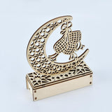 LED Eid Ramadan Hollow Decorations Openwork Carving Wooden Light Durable Table Light Crafts - Extra Image