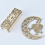 LED Eid Ramadan Hollow Decorations Openwork Carving Wooden Light Durable Table Light Crafts - Extra Image