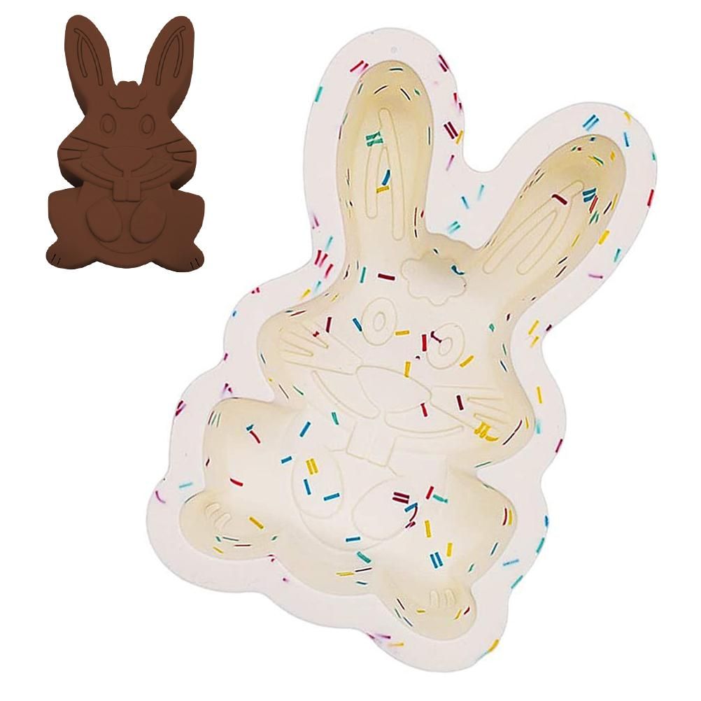 Bunny Shape Nonstick Silicone Mold 3D Easter Bunny Mold Fondant Cake Baking Mold for DIY Cake Soap Jelly Pastry