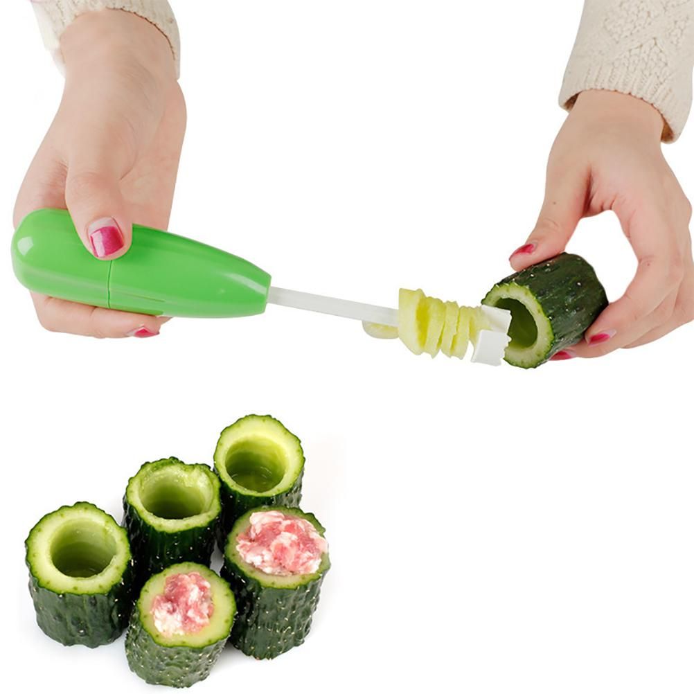 4PCS/Set Veggie Corkscrew Replaceable Vegetable Spiral Cutter Digging Tool with Replaceable Head Kitchen Gadget