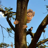 Garden Elf Tree Hugger Polyresin Tree Sculpture Garden Peeker Yard Art for Home Decoration - Rear View