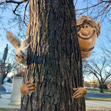 Garden Elf Tree Hugger Polyresin Tree Sculpture Garden Peeker Yard Art for Home Decoration - Close-Up Angle
