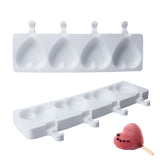 4 Cavities Ice Cream Mold Silicone Popsicle Mold Homemade Heart Shaped Paw Ice Cream Mold for DIY Popsicle Cake Jelly