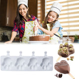 4 Cavities Ice Cream Mold Silicone Popsicle Mold Homemade Heart Shaped Paw Ice Cream Mold for DIY Popsicle Cake Jelly - Side View
