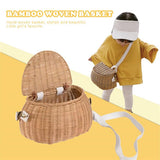 Kids Backpacks Portable Hand Woven Basket Handmade Woven Bike Basket Great for Camping Photography Posing Traveling - Front View