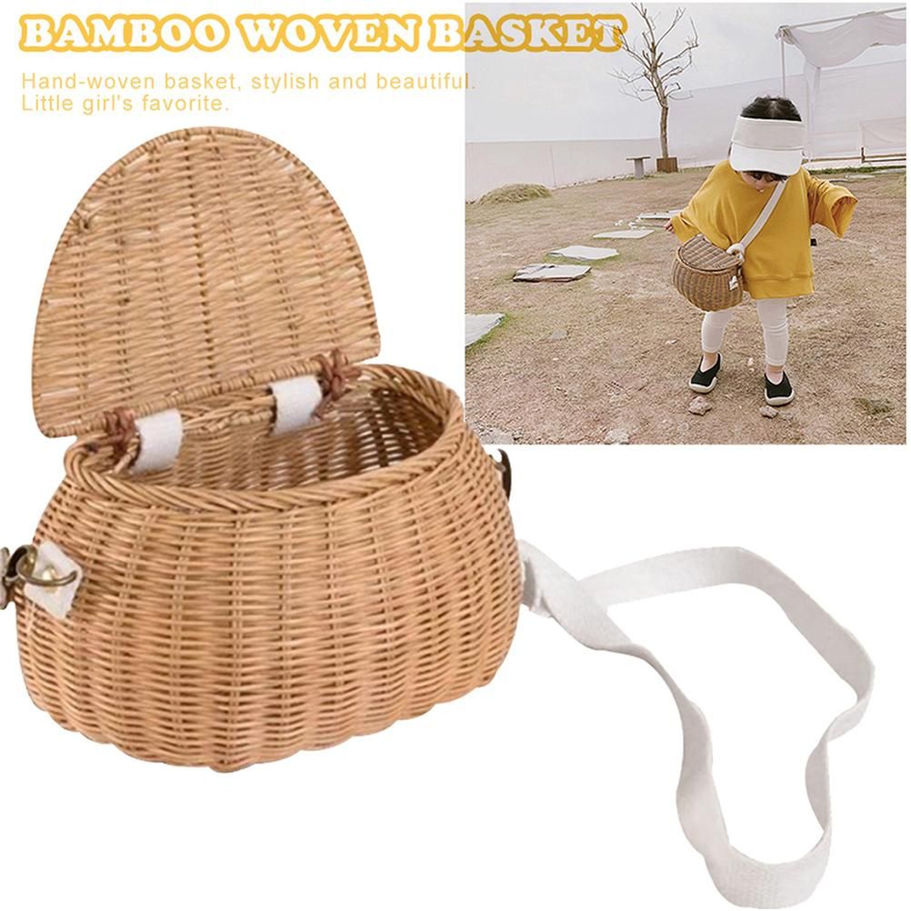 Kids Backpacks Portable Hand Woven Basket Handmade Woven Bike Basket Great for Camping Photography Posing Traveling