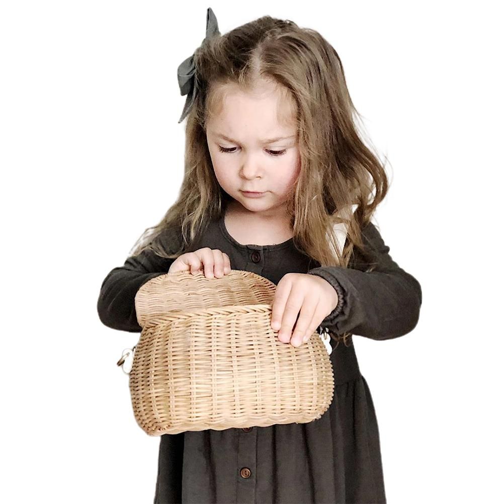 Kids Backpacks Portable Hand Woven Basket Handmade Woven Bike Basket Great for Camping Photography Posing Traveling