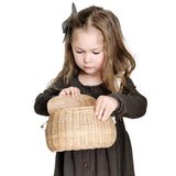 Kids Backpacks Portable Hand Woven Basket Handmade Woven Bike Basket Great for Camping Photography Posing Traveling - 45-Degree Angle