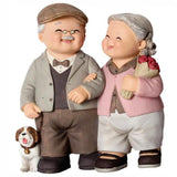 Elderly Couple Resin Statue Romantic Elderly Craft Adornment Home Decor Happy Couple Figurine for DIY Decoration