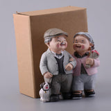 Elderly Couple Resin Statue Romantic Elderly Craft Adornment Home Decor Happy Couple Figurine for DIY Decoration - Extra Image