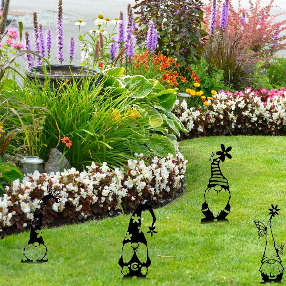 Garden Metal Statues Outdoor Iron Art Decoration Cute Standing Goblin Silhouette for Home Garden Yard Outdoor Decor