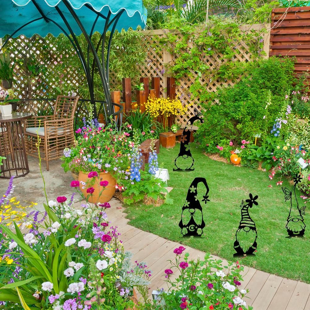Garden Metal Statues Outdoor Iron Art Decoration Cute Standing Goblin Silhouette for Home Garden Yard Outdoor Decor