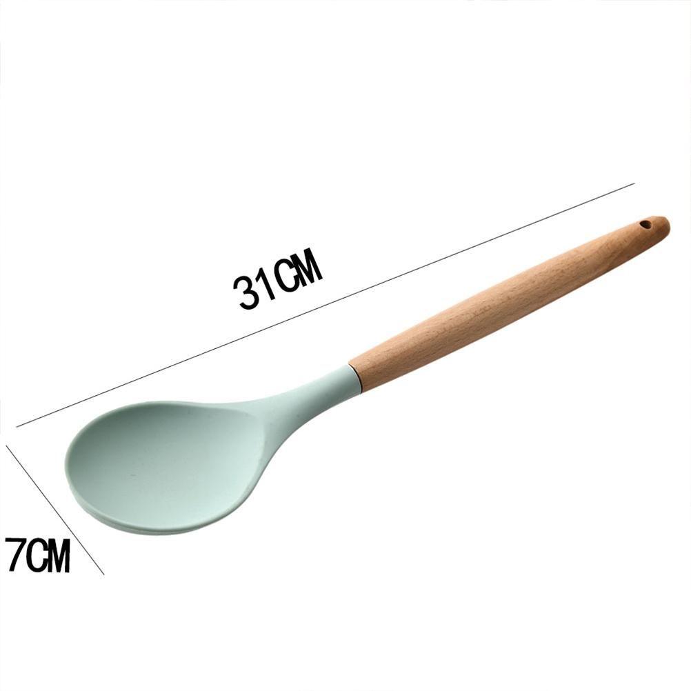 Cooking Scooping Spoon Wooden Handle Baking Utensils Durable Sturdy Silicone Cooking Utensils
