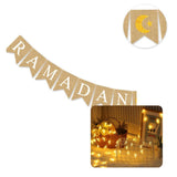 Eid Mubarak Banner Burlap Flag Decoration Eid Celebration Hanging Banner for Corridor Windows Living Room