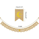 Eid Mubarak Banner Burlap Flag Decoration Eid Celebration Hanging Banner for Corridor Windows Living Room