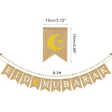 Eid Mubarak Banner Burlap Flag Decoration Eid Celebration Hanging Banner for Corridor Windows Living Room
