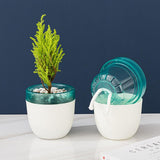 Automatic Self Watering Flower Pot Double Layer Design Planter for Office Home Gardening - Side View