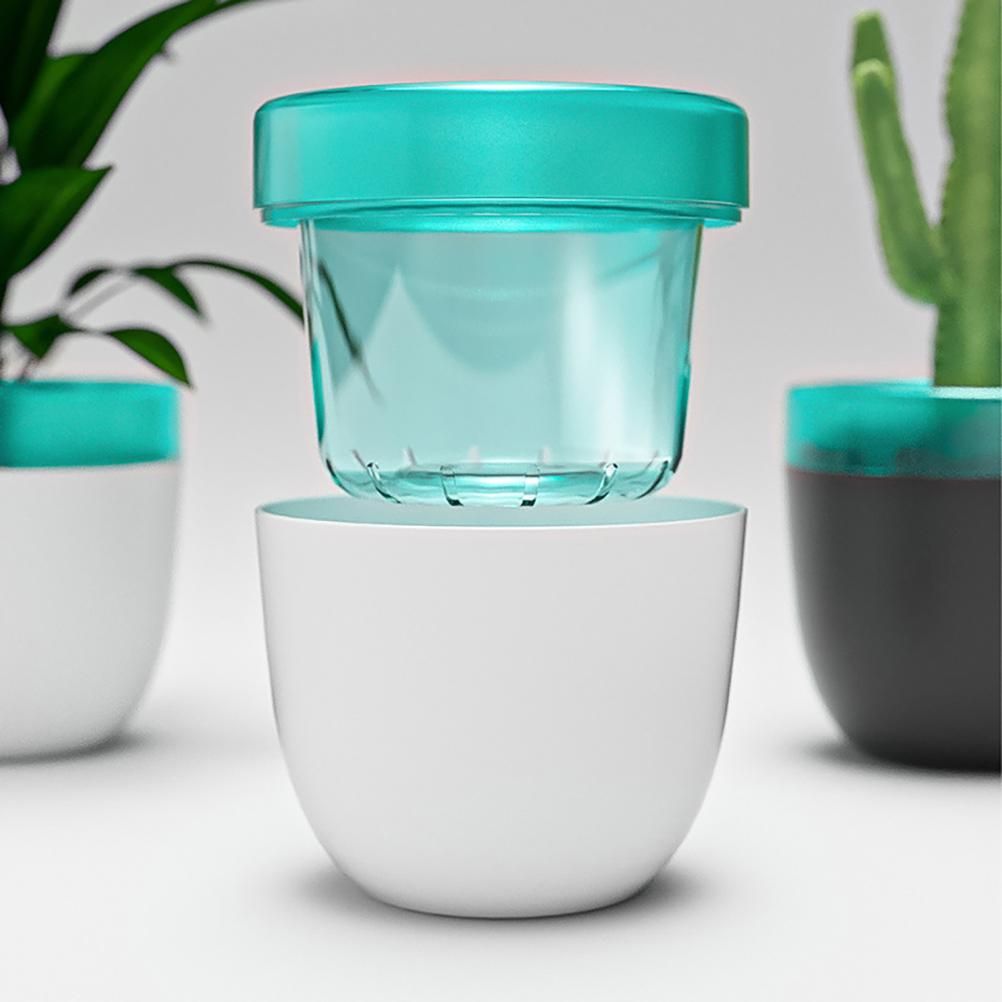 Automatic Self Watering Flower Pot Double Layer Design Planter for Office Home Gardening