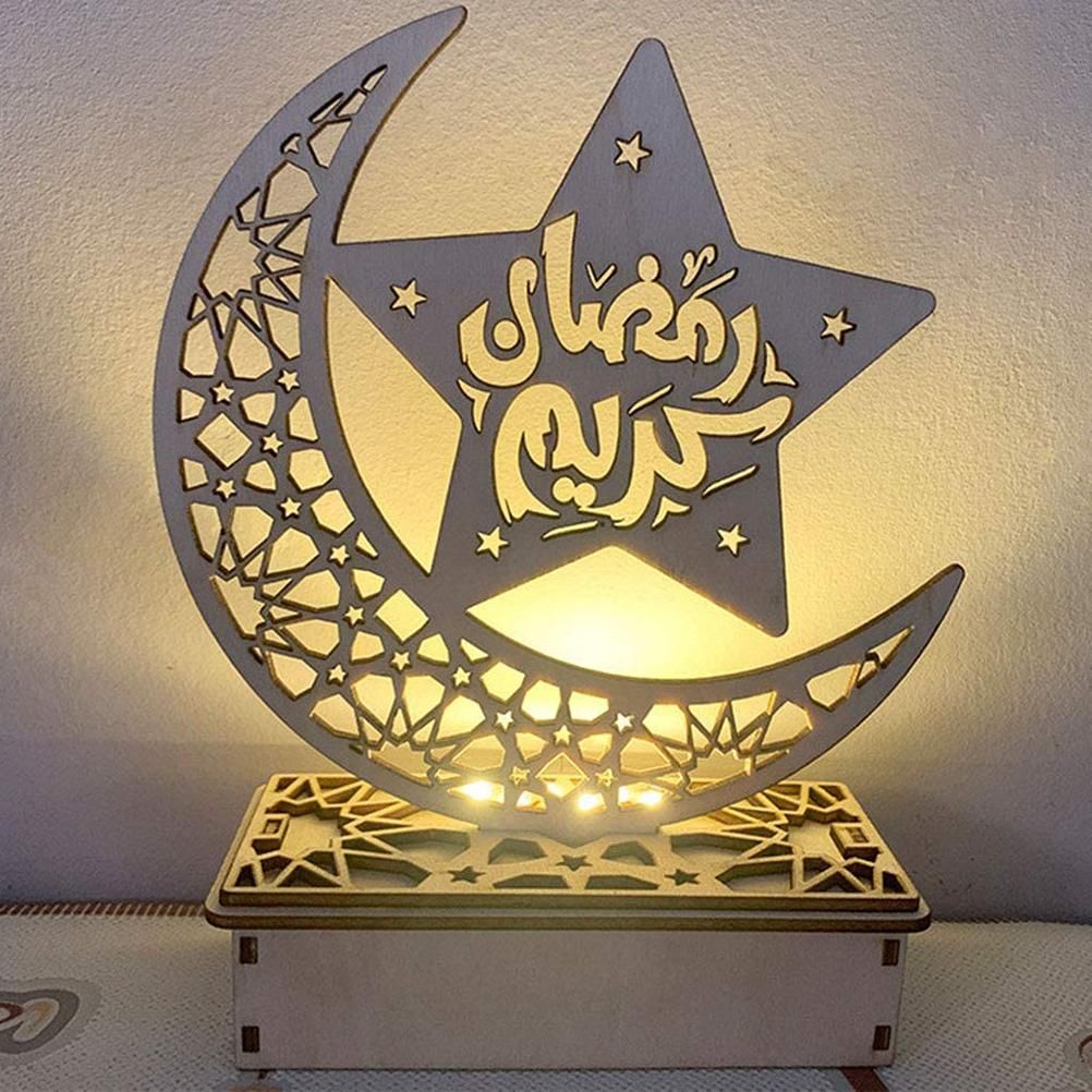 Ramadan Moon Shaped LED Light Muslim Ramadan Decoration Table Lamp for Home Festival Party Decoration