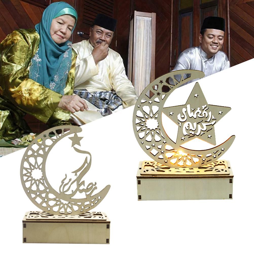 Ramadan Moon Shaped LED Light Muslim Ramadan Decoration Table Lamp for Home Festival Party Decoration