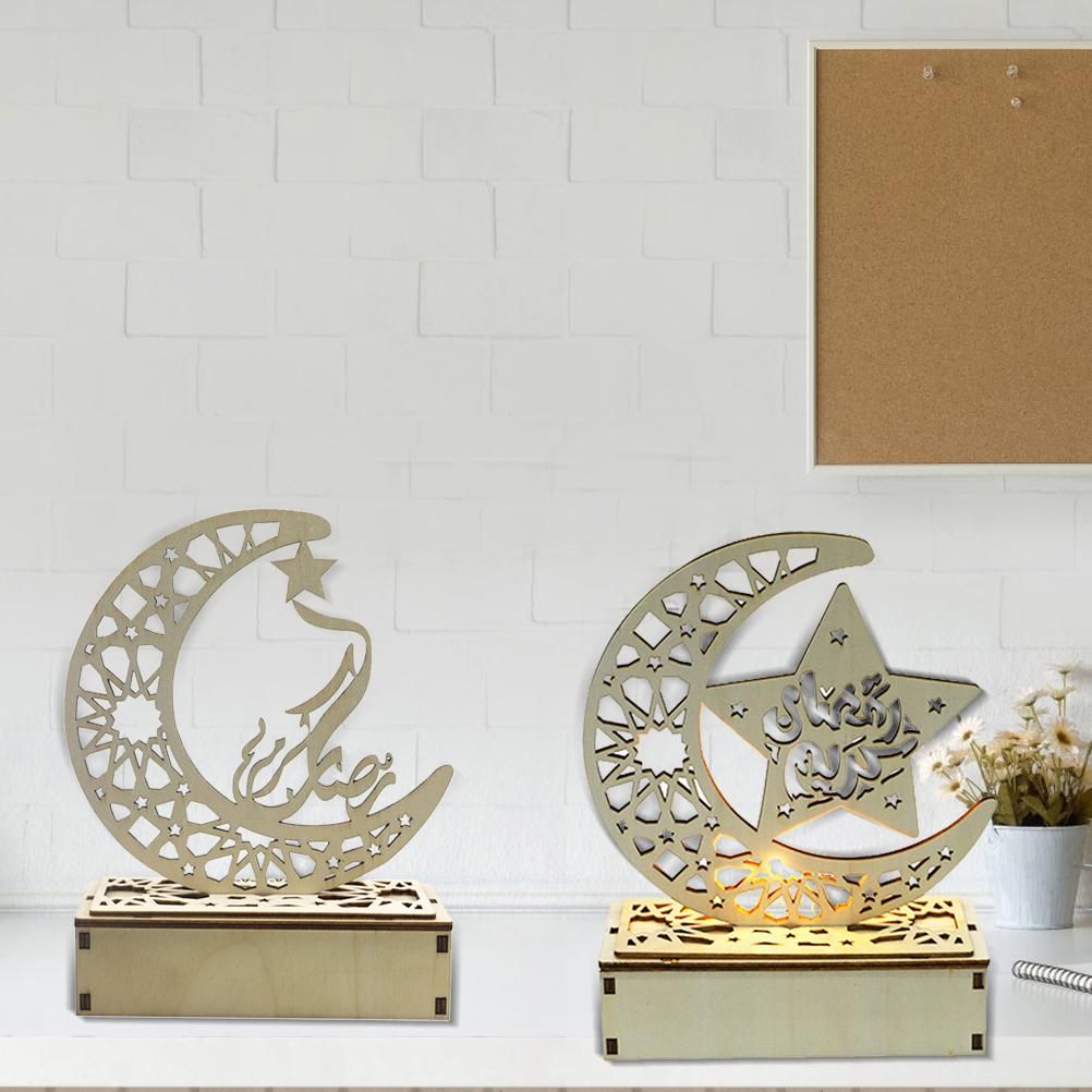 Ramadan Moon Shaped LED Light Muslim Ramadan Decoration Table Lamp for Home Festival Party Decoration