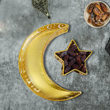Ramadan Serving Tray with Crescent Moon and Star Food Tray Muslim Islam Mubarak Food Tray for Party Decoration - Top-Down View