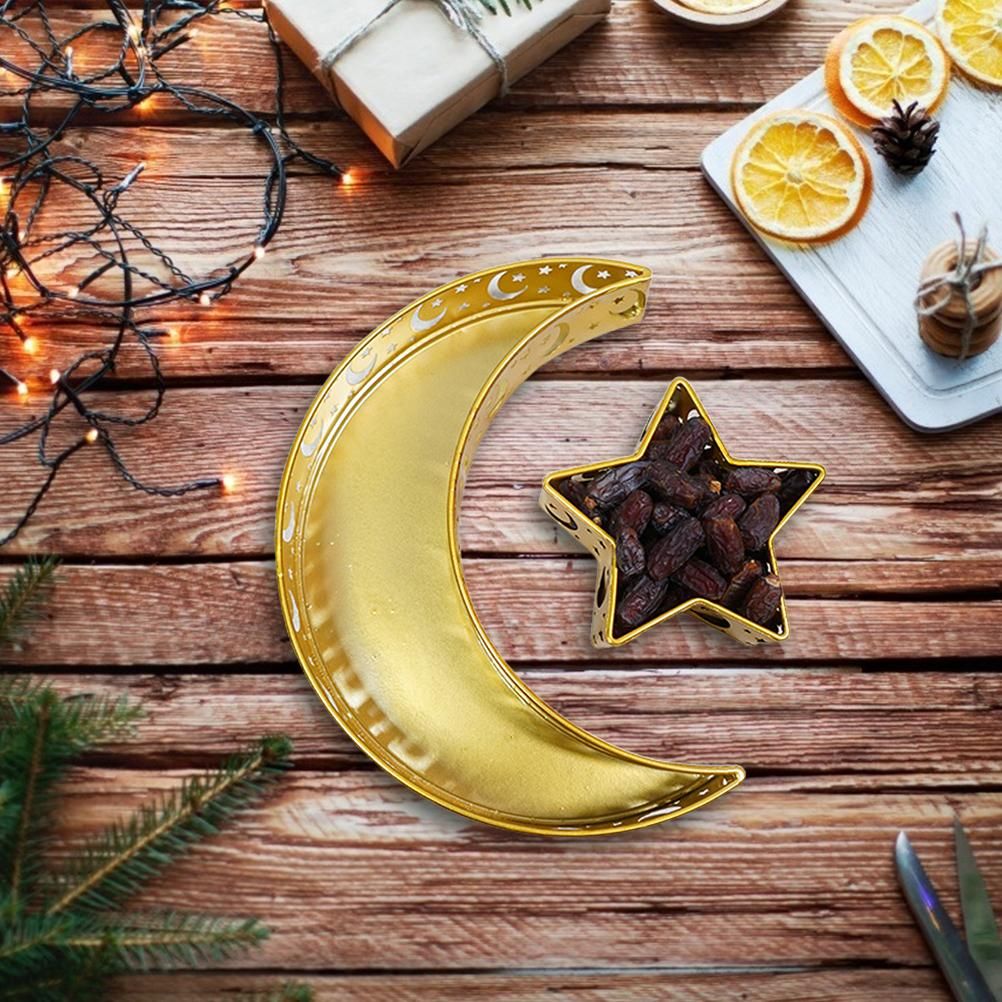 Ramadan Serving Tray with Crescent Moon and Star Food Tray Muslim Islam Mubarak Food Tray for Party Decoration