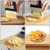 Chips Wave Cutter Stainless Steel Potato Cutter Fruit Vegetable Salad Cutter Tool for Vegetables Potatoes Onions - Top-Down View
