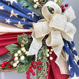 Front Door 16 in Wreaths for Independence Day Memorial Patriotic and 4th of July Veterans Day American Floral Vines Garland Ornaments - Front View