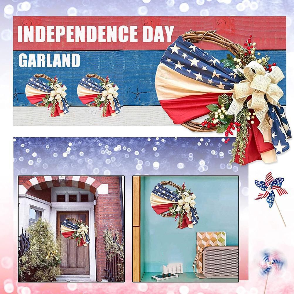 Front Door 16 in Wreaths for Independence Day Memorial Patriotic and 4th of July Veterans Day American Floral Vines Garland Ornaments