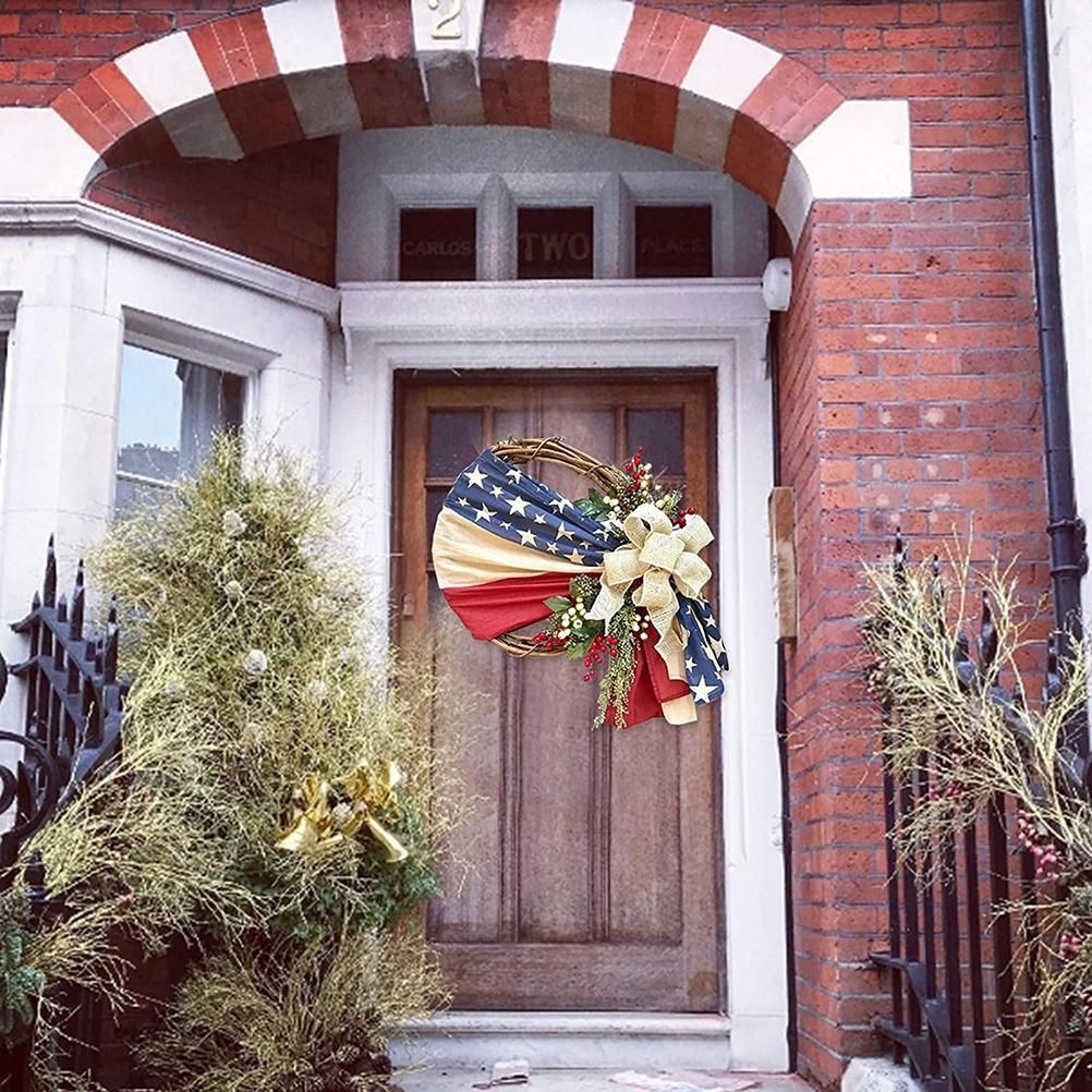 Front Door 16 in Wreaths for Independence Day Memorial Patriotic and 4th of July Veterans Day American Floral Vines Garland Ornaments