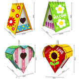 Wood Birds Nest Box DIY Nest Box Bird House Kit Painting Bird House Art Craft for Children - Front View