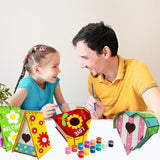 Wood Birds Nest Box DIY Nest Box Bird House Kit Painting Bird House Art Craft for Children - Top-Down View