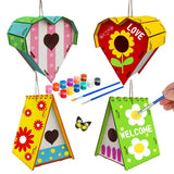 Wood Birds Nest Box DIY Nest Box Bird House Kit Painting Bird House Art Craft for Children