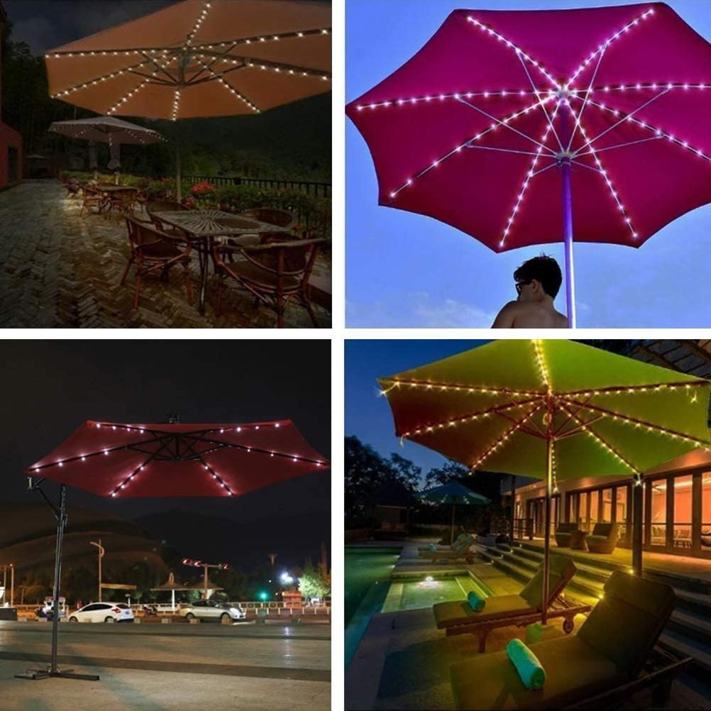 Solar Parasol Lighting with Remote Control 104 LED 8 Modes Fairy Lights Umbrella Light for Patio Outdoor and Indoor Decorative Light