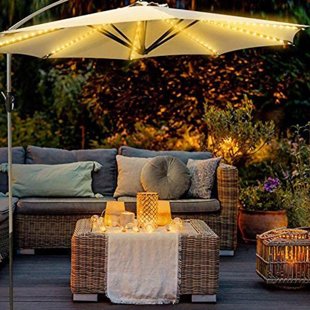 Solar Parasol Lighting with Remote Control 104 LED 8 Modes Fairy Lights Umbrella Light for Patio Outdoor and Indoor Decorative Light