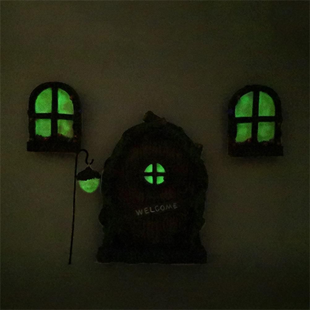 Miniature Fairy Tree Decorations Fairy Door And Window Set Luminous Door And Window Ornaments