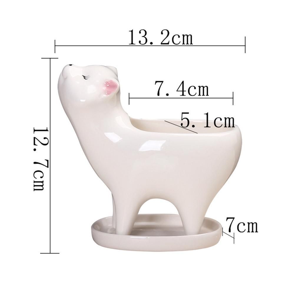 Kitten Ceramic Succulent Pots with Drain Hole Mini Pots for Plants Cactus Plants Containers for Home and Office Decoration