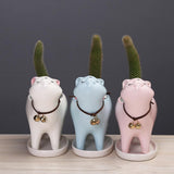 Kitten Ceramic Succulent Pots with Drain Hole Mini Pots for Plants Cactus Plants Containers for Home and Office Decoration - Side View