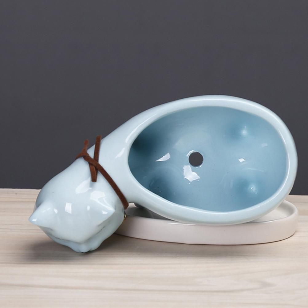 Kitten Ceramic Succulent Pots with Drain Hole Mini Pots for Plants Cactus Plants Containers for Home and Office Decoration