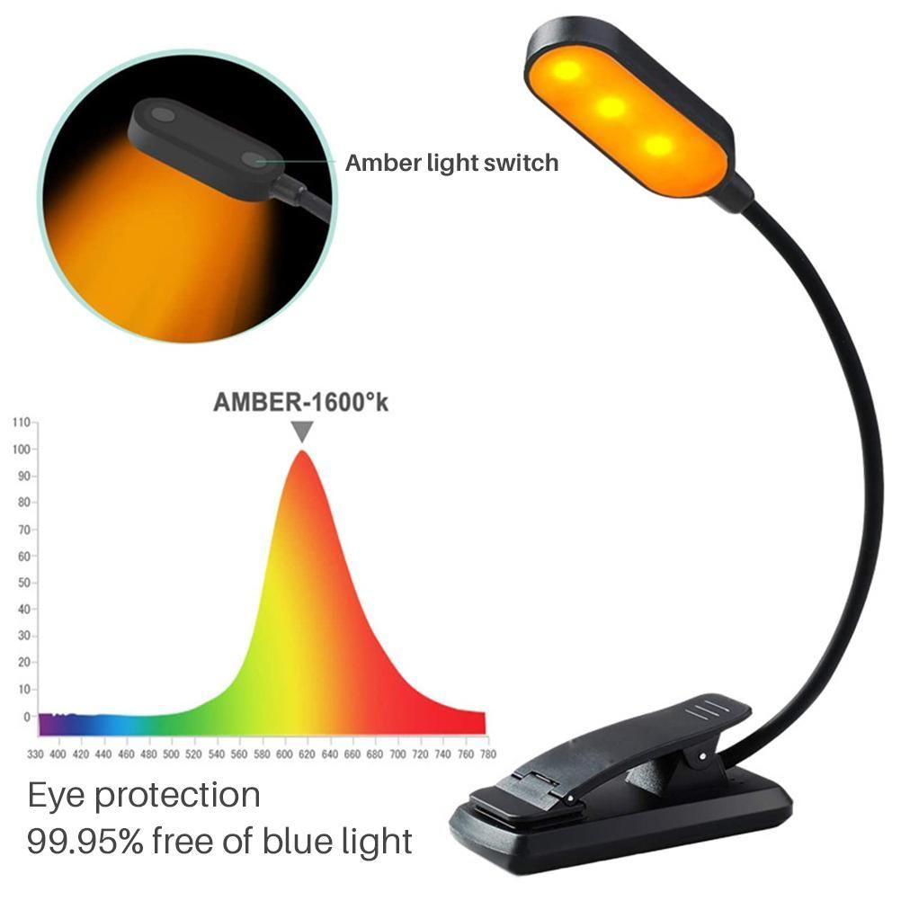9 LEDs Clip On Book Light USB Rechargeable Reading Light with 3 Adjustable Brightness Levels Long Lasting Lightweight Light