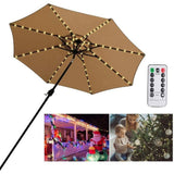 Outdoor Patio Umbrella Light Strings LED Umbrella Lamp with Remote Control and 10 Cable Tie Umbrella Pole Light Garden Decor - Front View