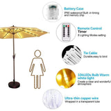 Outdoor Patio Umbrella Light Strings LED Umbrella Lamp with Remote Control and 10 Cable Tie Umbrella Pole Light Garden Decor - Top-Down View