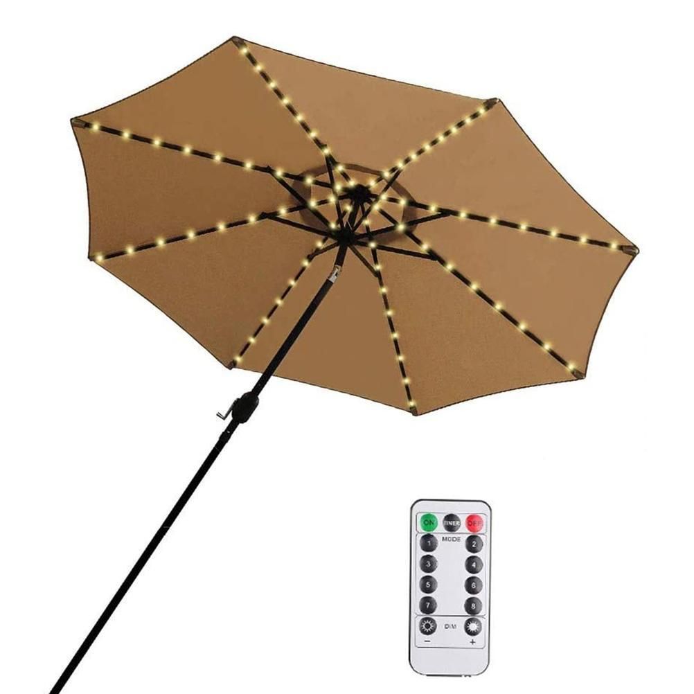 Outdoor Patio Umbrella Light Strings LED Umbrella Lamp with Remote Control and 10 Cable Tie Umbrella Pole Light Garden Decor
