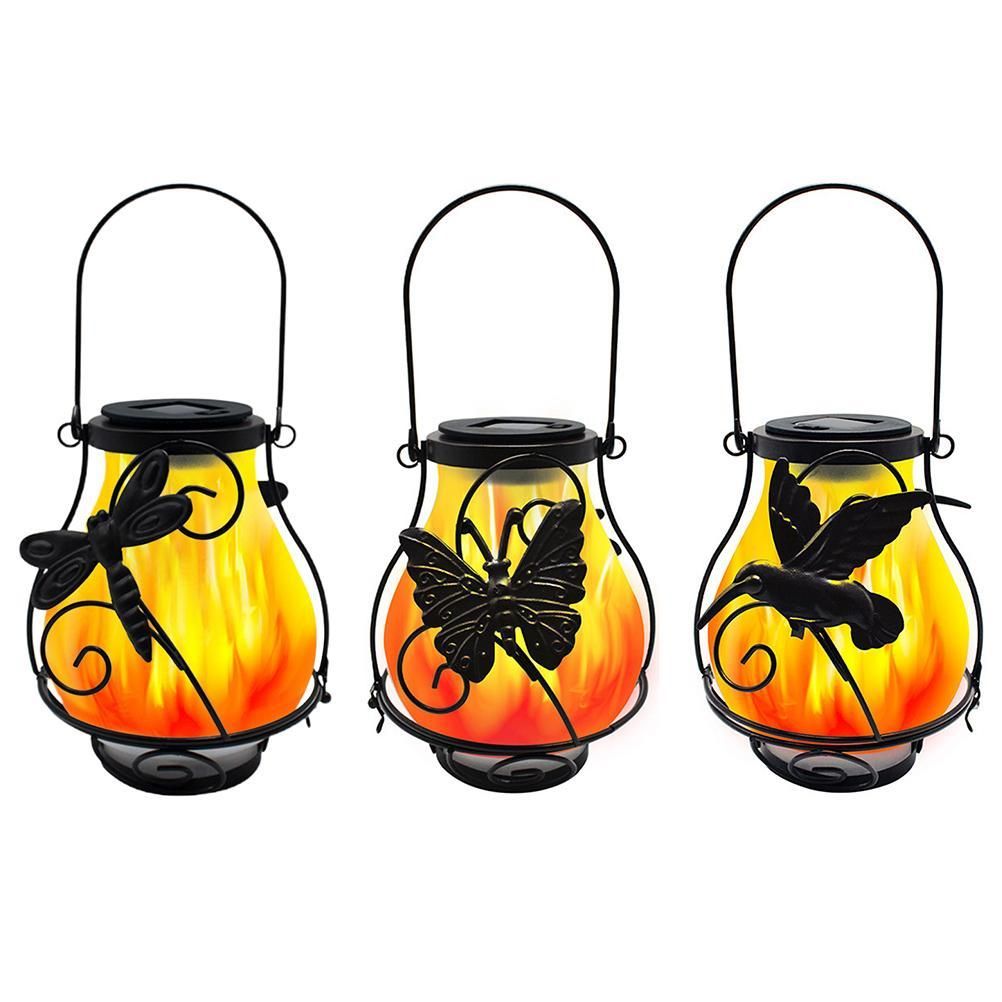 Solar Flame Lantern Lights Flickering Flames Outdoor Solar Lights Hanging Lanterns Waterproof Decoration Lighting Lanterns