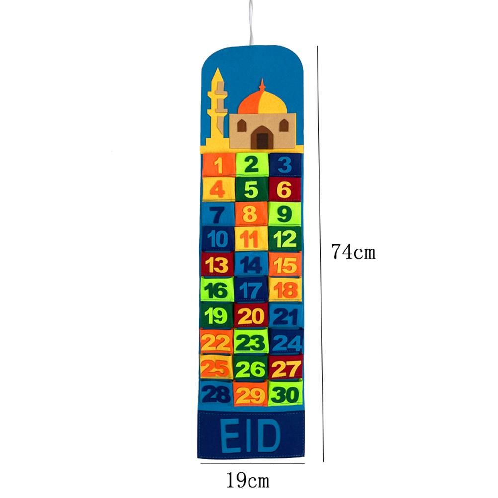Ramadan Hanging Calendar Countdown Calendar Hanging Bag Wall Calendar Storage Bag