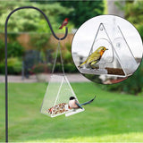 Bird Feeder Clear Acrylic Hanging Wild Bird Feeder Seed Tray for Indoor and Outdoor Garden - Rear View