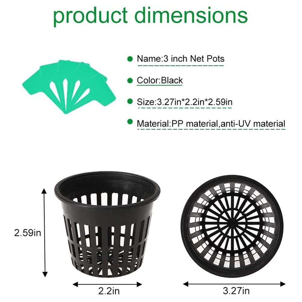 12 Pcs Hydroponics Pots with 10 Pcs Plant Labels Hydroponics Mesh Pot Black Growing Net for Hydroponics Supplies
