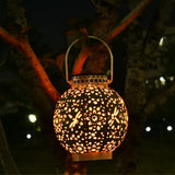 Outdoor Solar Garden Light Hollowed Out Shadow Lantern Hanging Solar Powered Lamp Garden Landscape Solar Lamp - Top-Down View