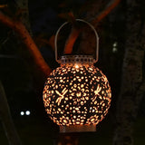 Outdoor Solar Garden Light Hollowed Out Shadow Lantern Hanging Solar Powered Lamp Garden Landscape Solar Lamp